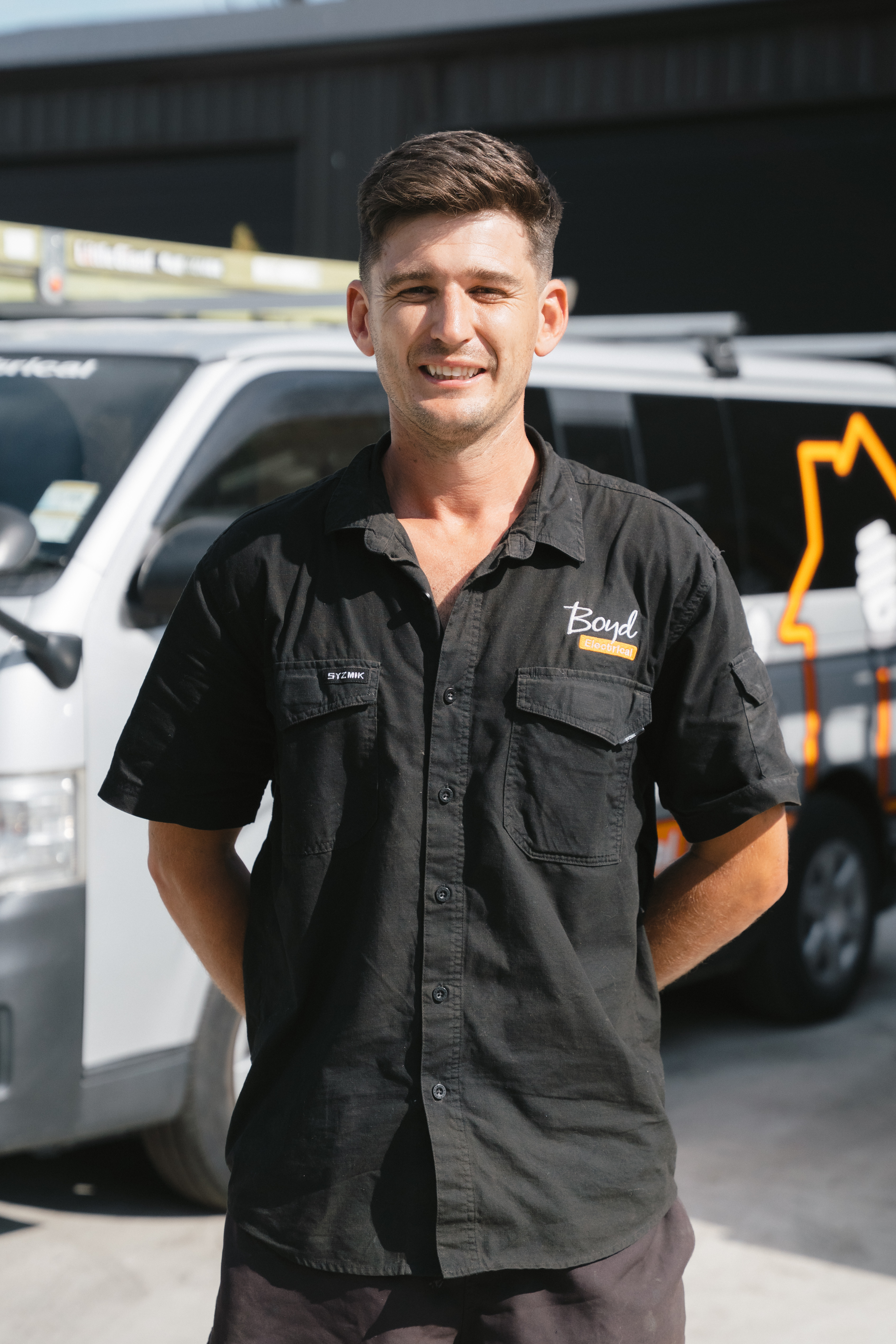 Portrait of Matthew Boyd, owner of Boyd Electrical Whanganui